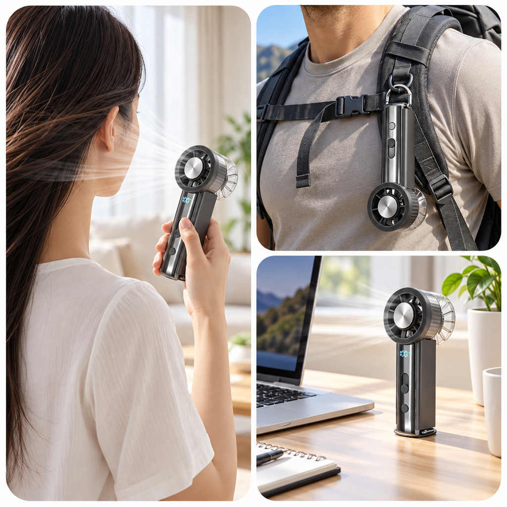 Ventilateur Manuel Rechargeable Avec Flux d'air Turbo et 100 Niveaux de Vitesse Ventilateur Portable