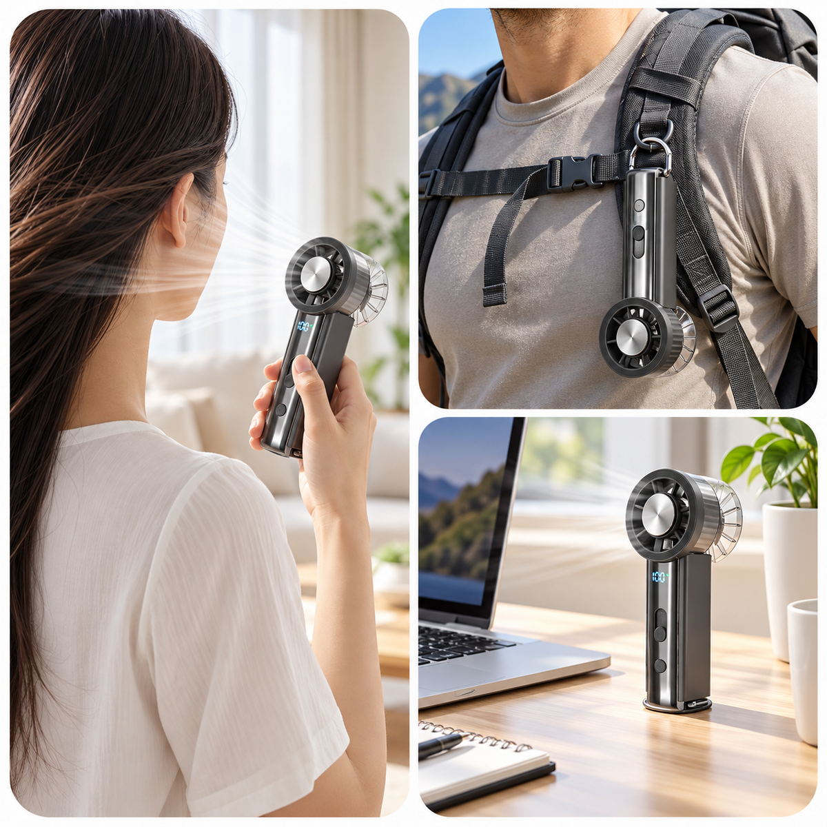 Ventilateur Manuel Rechargeable Avec Flux d'air Turbo et 100 Niveaux de Vitesse Ventilateur Portable