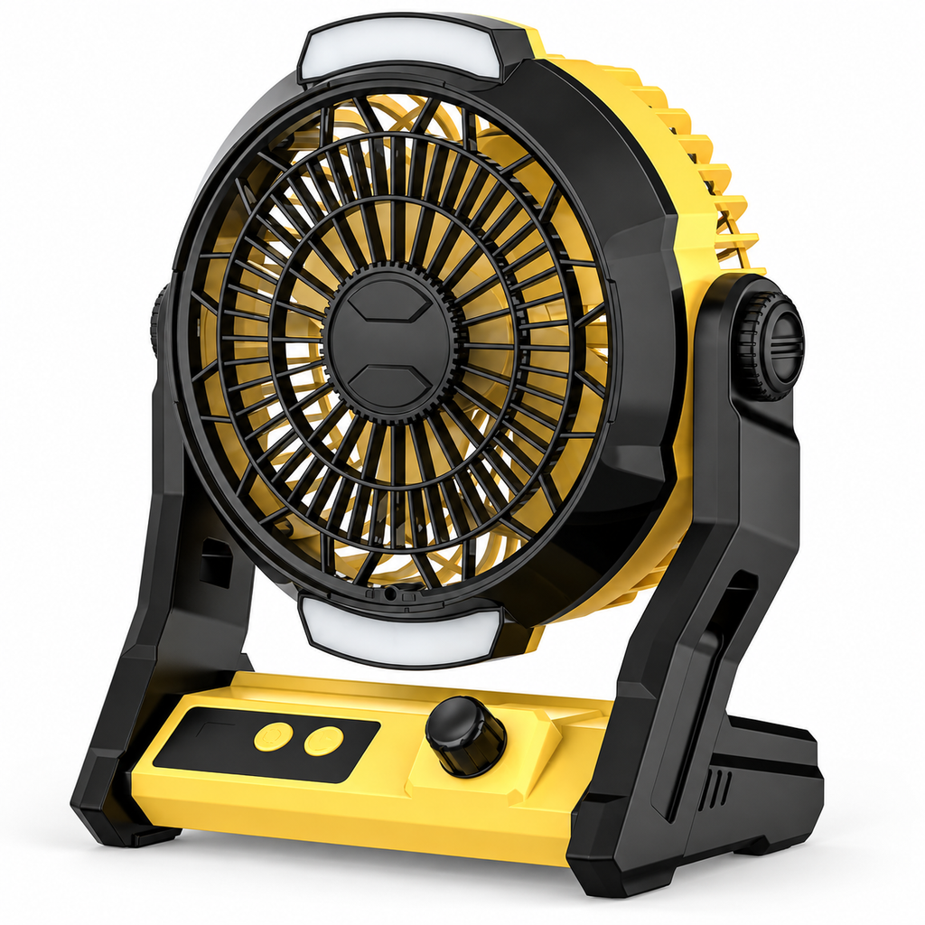 Ventilateur Rechargeable de Kampeer Avec Minuteur, lampe et ventilateur portable de fonction Powerbank Ventilateur Portable