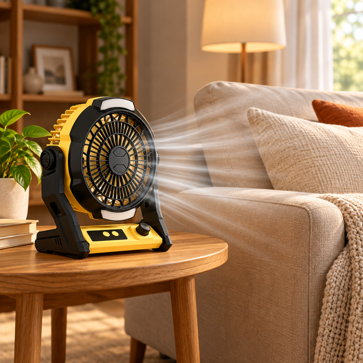 Ventilateur Rechargeable de Kampeer Avec Minuteur, lampe et ventilateur portable de fonction Powerbank Ventilateur Portable